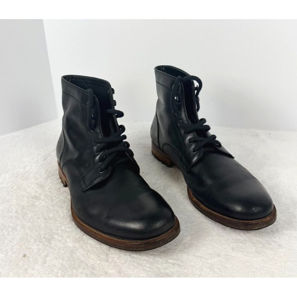 Warfield & Grand Park Black Leather Plain Toe Ankle Boots Mens Size 10 32701